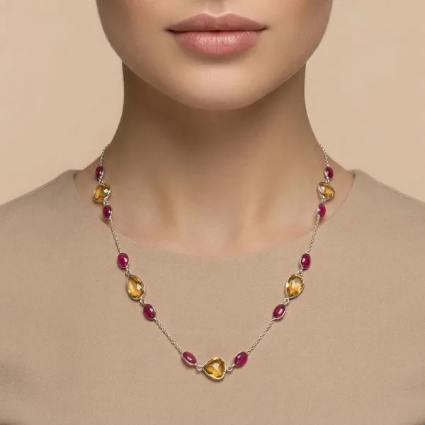 925_Silver_Jewellery_Ruby_and_Citrin_Neckless