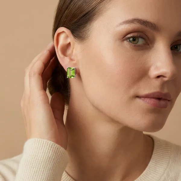 925_Silver_Jewellery_Green_Peridot_Stud_Earrings_For_Women