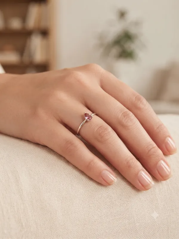 925_Silver_Jewellery_Eleganat_Pink_Tourmaline_Pear_shape_ring