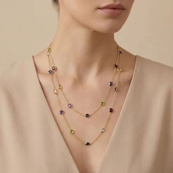 925_Silver_Jewellery_Multicolor_Gemstone_Long_Chain_Necklace_For_Women