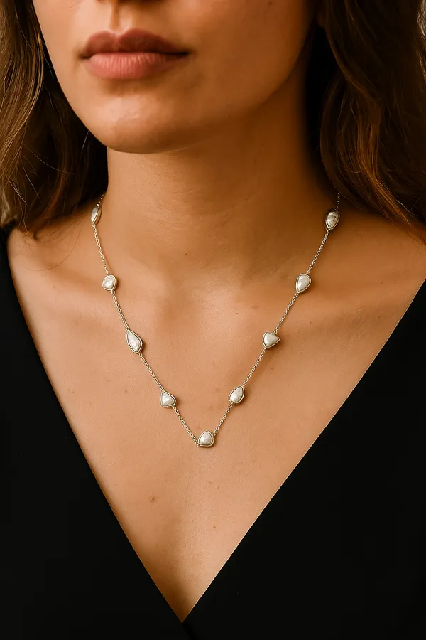 925_Silver_Jewellery_White_Mother_Of_Pearl_Station_Necklace_For_Women