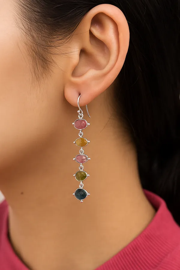 925_Silver_Jewellery_Multicolor_tourmaline_Gemstone_Silver_Drop_Earrings_For_Women