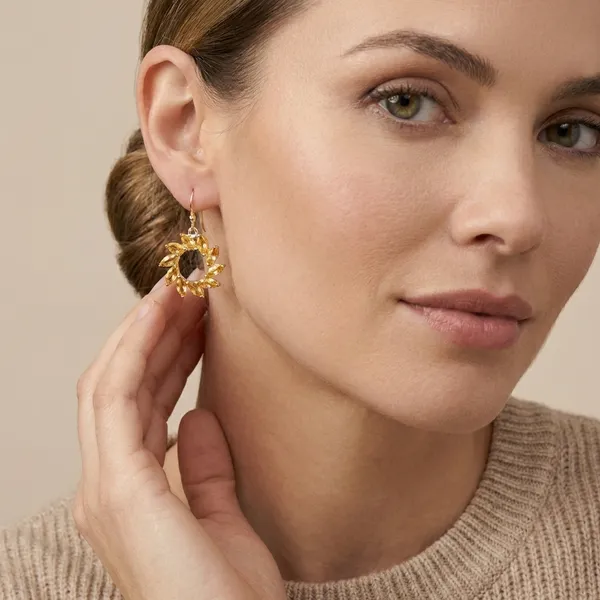 925_Silver_Jewellery_Yellow_Citrine_Floral_Hoop_Earrings_For_Women