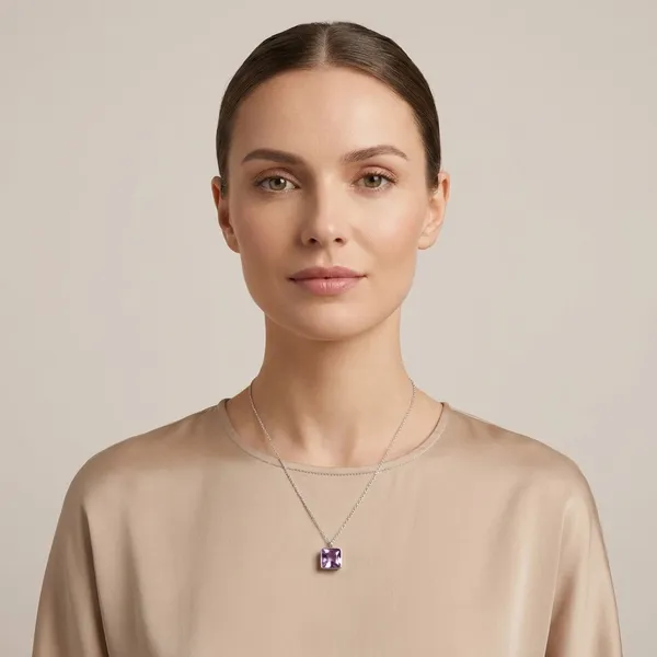 925_Silver_Jewellery_Purple_Amethyst_Square_Silver_Chain_Pendant_Necklace_For_Women