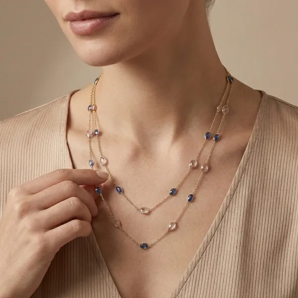 925_Silver_Jewellery_Blue_Kyanite_Morganite_Gemstone_Long_Chain_Necklace_For_Women