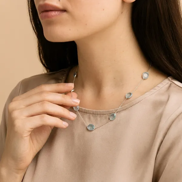 925_Silver_Jewellery_Blue_Topaz_Silver_Tone_Elegant_Stone_Necklace_For_Women