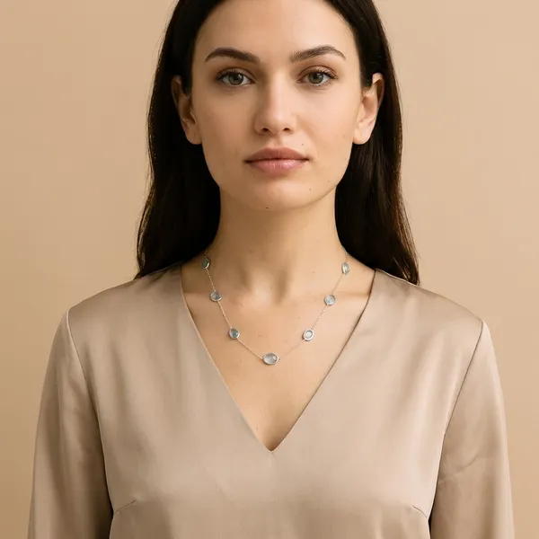 925_Silver_Jewellery_Blue_Topaz_Silver_Tone_Elegant_Stone_Necklace_For_Women