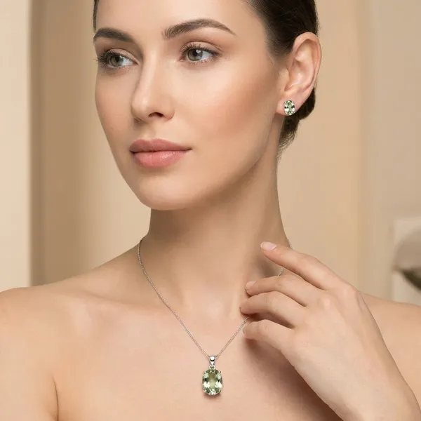 925_Silver_Jewellery_Green_Amethyst_Silver_Elegant_Earrings_And_Pendant_Jewelry_Set_For_Women_(_chain_not__Included)