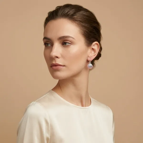 925_Silver_Jewellery_White_Shell_Silver_Earrings_For_Women