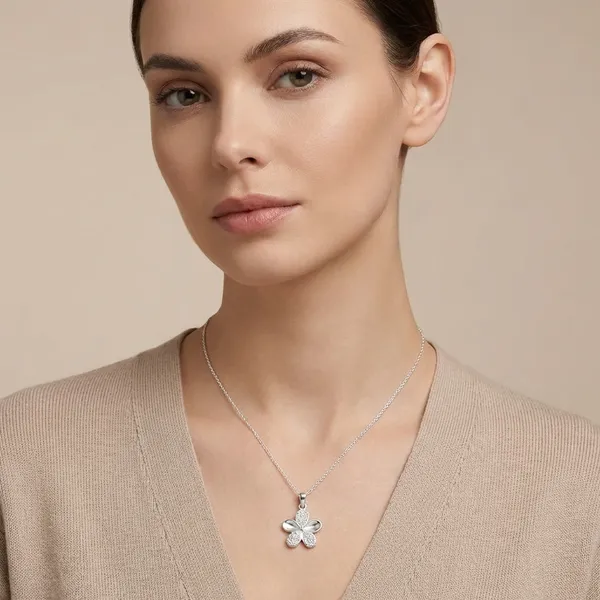 925_Silver_Jewellery_Silver_Flower_Sparkling_Pendant_For_Women_with_chain