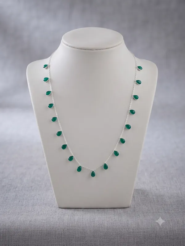 925_Silver_Jewellery_Green_Onyex_Teardrop_Neckless