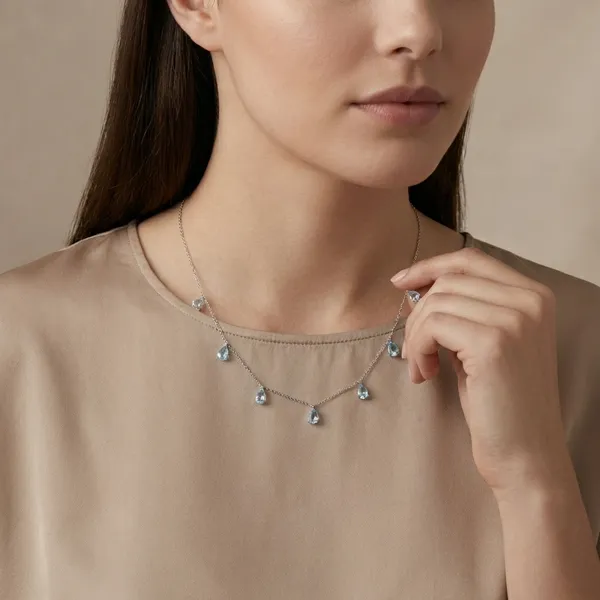 925_Silver_Jewellery_Blue_Topaz_Delicate_Charm_Necklace_For_Women