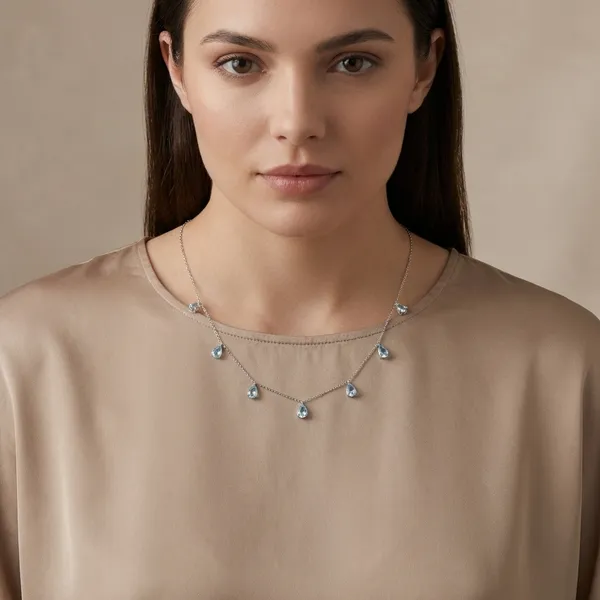 925_Silver_Jewellery_Blue_Topaz_Delicate_Charm_Necklace_For_Women