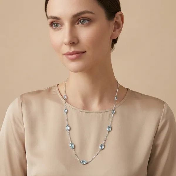 925_Silver_Jewellery_Blue_Topaz_Gemstone_Chain_Necklace_For_Women