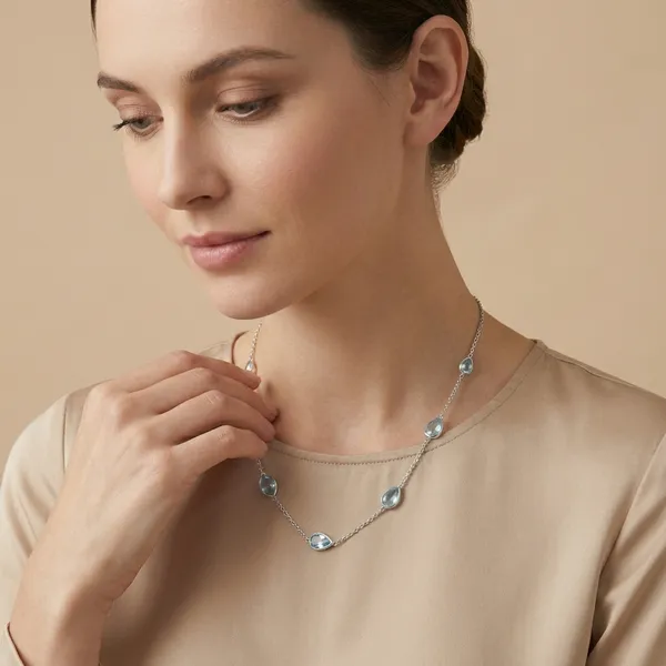 925_Silver_Jewellery_Blue_Topaz_Gemstone_Chain_Necklace_For_Women