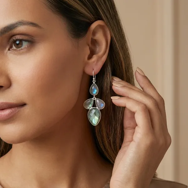 925_Silver_Jewellery_Grey_Labradorite_Blue_Stone_Silver_Tone_Chandelier_Earrings_For_Women