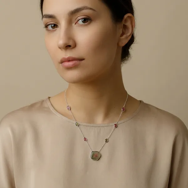 925_Silver_Jewellery_Pink_Green_Watermelon_Tourmaline_Gemstone_Drop_Necklace_For_Women