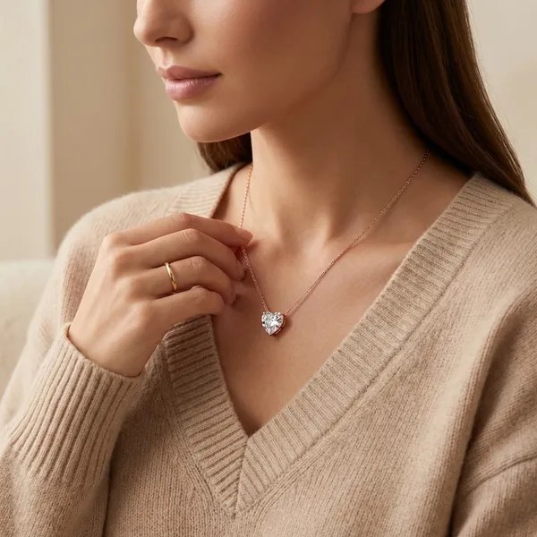 925_Silver_Jewellery_White_Diamond_Solitaire_Delicate_Chain_Pendant_Necklace_For_Women