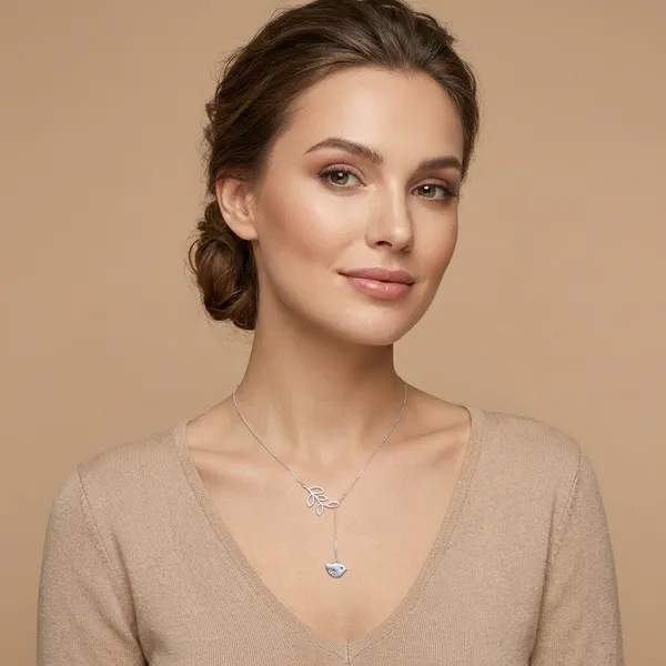 925_Silver_Jewellery_Silver_Leaf_Bird_Pendant_Necklace_For_Women