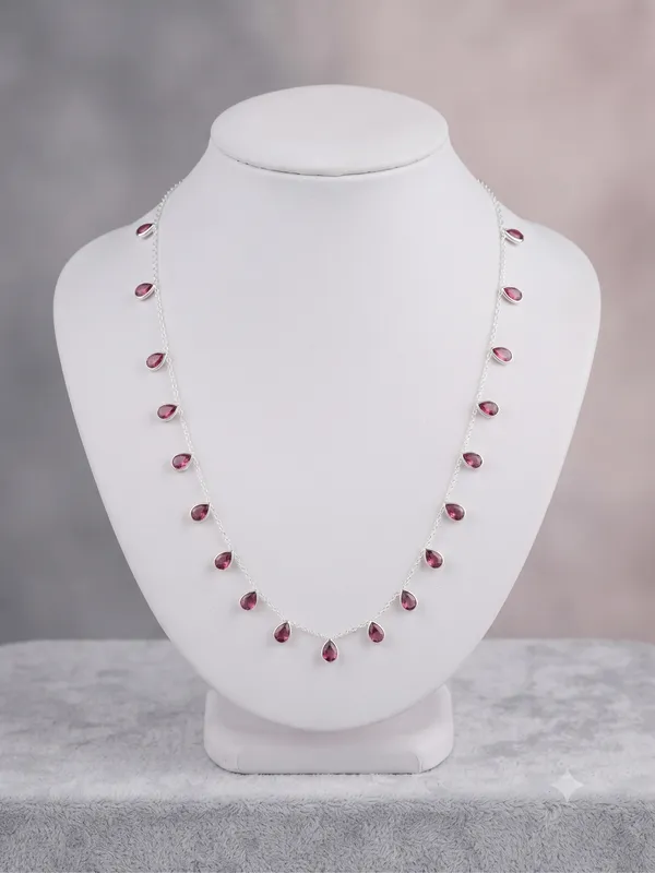 925_Silver_Jewellery_Garnet_Teardrop_neckless