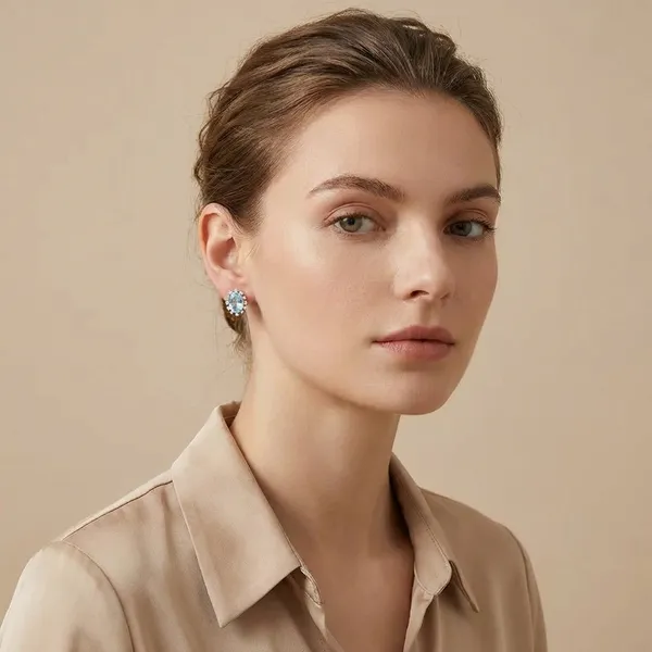 925_Silver_Jewellery_Blue_Gemstone_Silver_Halo_Oval_Stud_Earrings_For_Women
