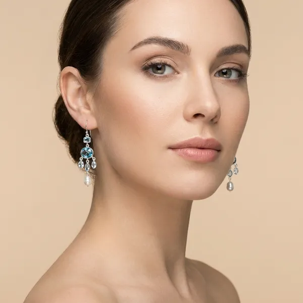 925_Silver_Jewellery_Blue_Topaz_Pearl_Drop_Earrings_For_Women