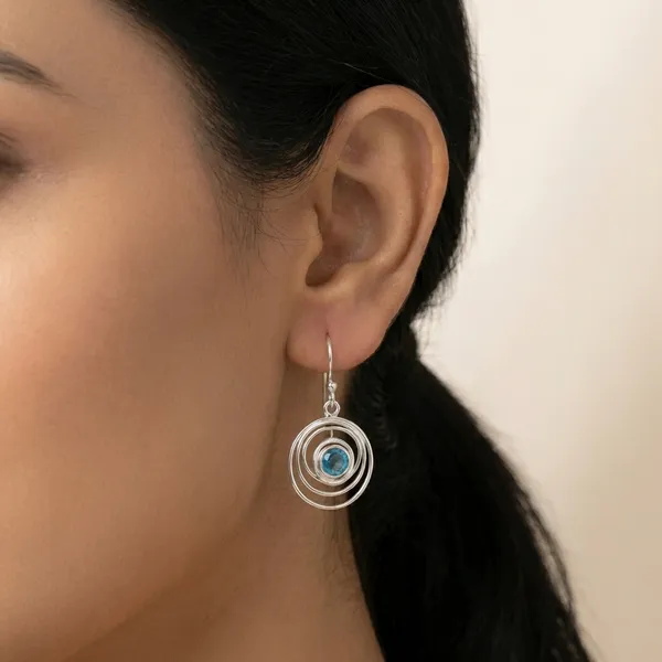 925_Silver_Jewellery_Blue_Topaz_Spiral_Drop_Earrings_For_Women