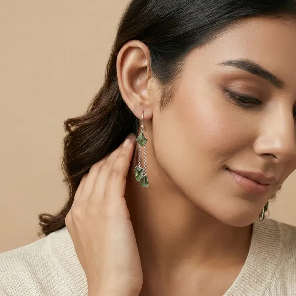 925_Silver_Jewellery_Green_Uncut_Stone_Drop_Earrings_For_Women