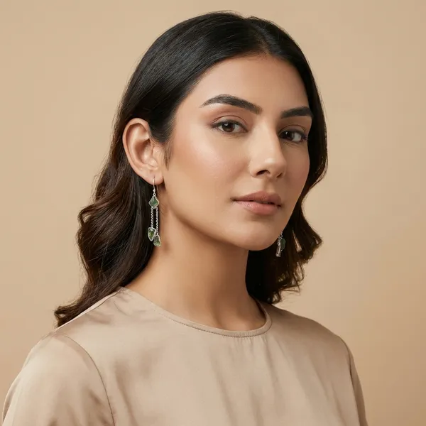 925_Silver_Jewellery_Green_Uncut_Stone_Drop_Earrings_For_Women