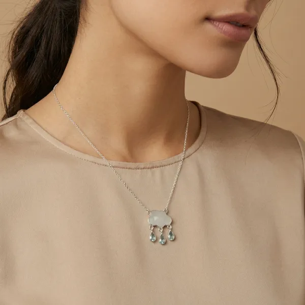 925_Silver_Jewellery_Silver_Cloud_Raindrop_Pendant_Necklace_For_Women