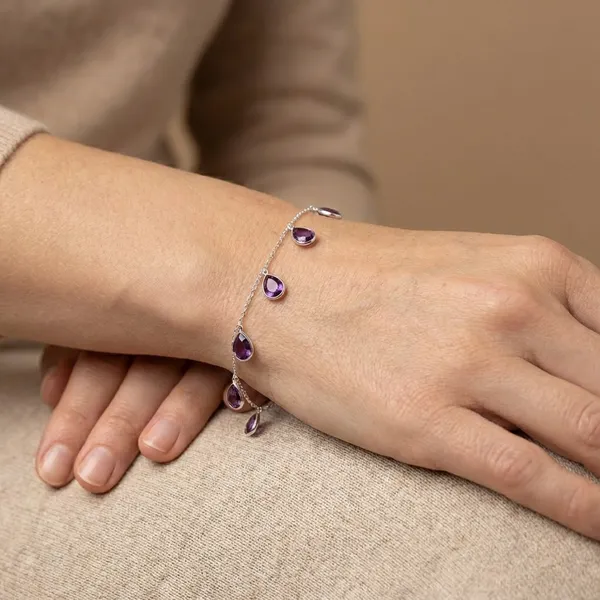 925_Silver_Jewellery_Purple_Amethyst_Stone_Charm_Bracelet_For_Women