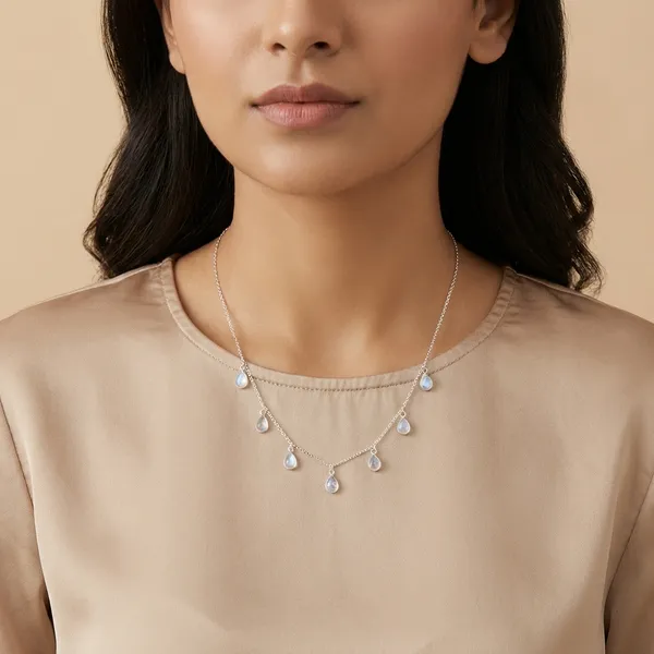 925_Silver_Jewellery_White_Moonstone_Teardrop_Necklace_For_Women
