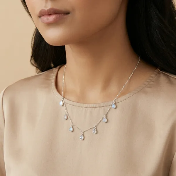 925_Silver_Jewellery_White_Moonstone_Teardrop_Necklace_For_Women