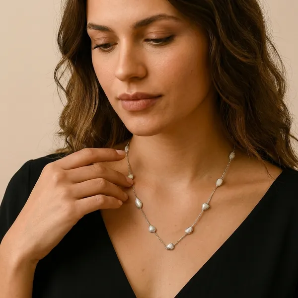 925_Silver_Jewellery_White_Mother_Of_Pearl_Station_Necklace_For_Women