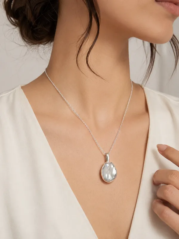 925_Silver_Jewellery_Flat_Pearl_Pendent_with_chain
