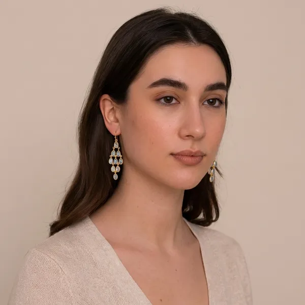 925_Silver_Jewellery_Gold_Tone_Opal_Oval_Chandelier_Earrings_For_Women