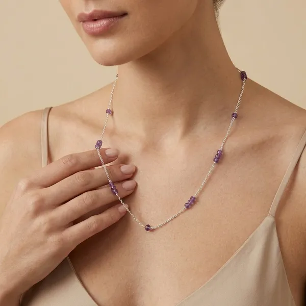 925_Silver_Jewellery_Purple_Amethyst_Silver_Long_Necklace_Set_For_Women