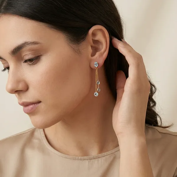 925_Silver_Jewellery_Blue_Topaz_Crystal_Chain_Drop_Earrings_For_Women