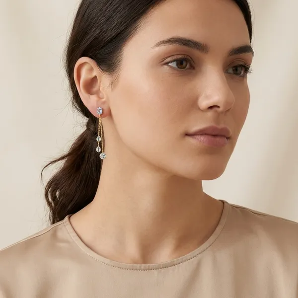 925_Silver_Jewellery_Blue_Topaz_Crystal_Chain_Drop_Earrings_For_Women