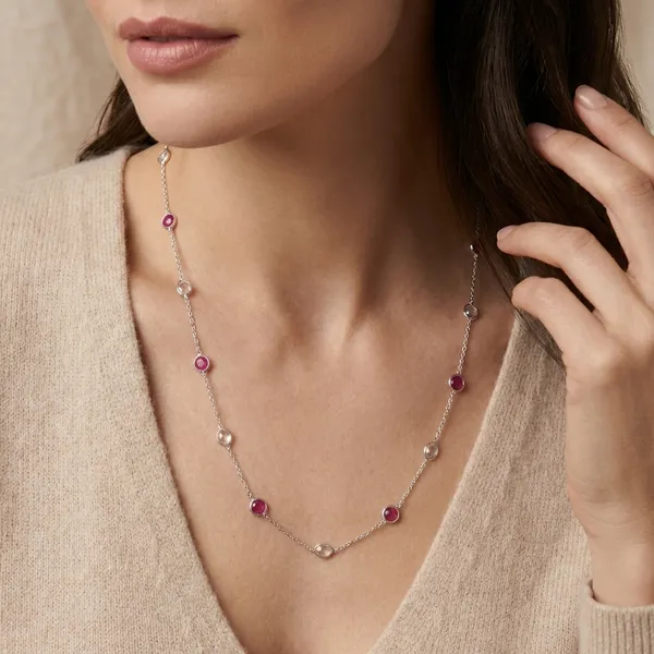 925_Silver_Jewellery_Ruby_and_Lemon_Quartz_station_Necklace_For_Women