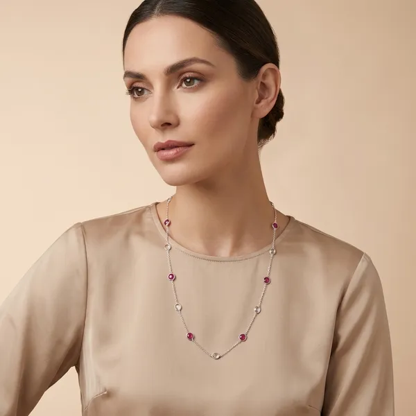 925_Silver_Jewellery_Ruby_and_Lemon_Quartz_station_Necklace_For_Women