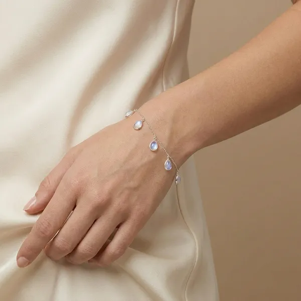 925_Silver_Jewellery_White_Moonstone_Teardrop_Bracelet_For_Women