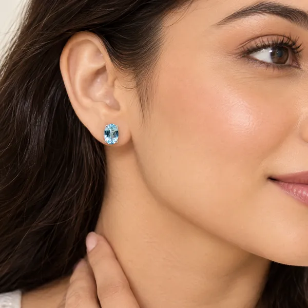 925_Silver_Jewellery_Blue_Topaz_Silver_Oval_Stud_Earrings_For_Women