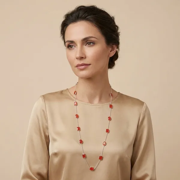 925_Silver_Jewellery_Red_Onyx_Silver_Long_Chain_Necklace_For_Women