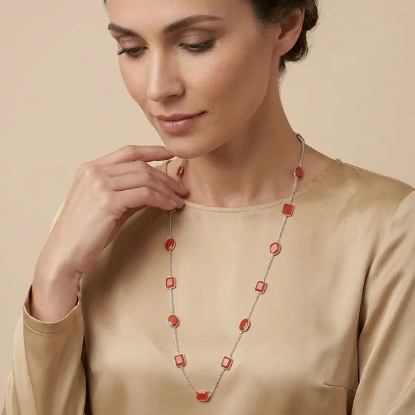 925_Silver_Jewellery_Red_Onyx_Silver_Long_Chain_Necklace_For_Women