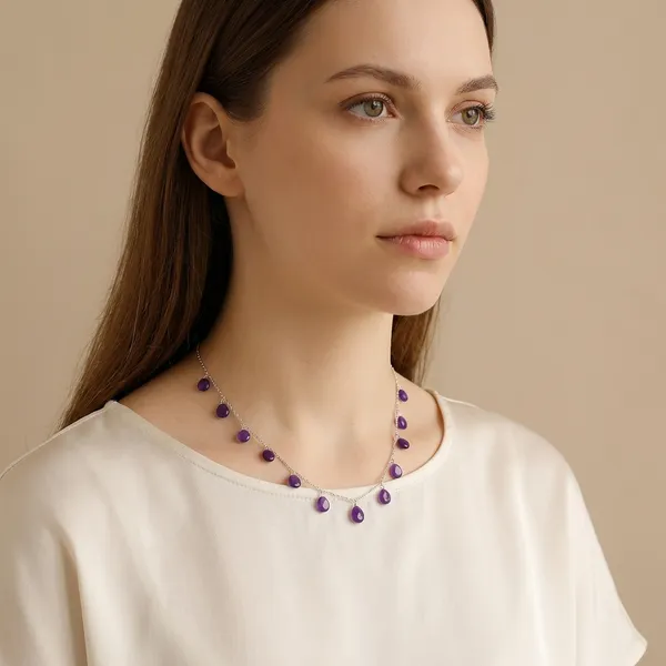 925_Silver_Jewellery_Purple_Amethyst_Stone_Drop_Necklace_For_Women