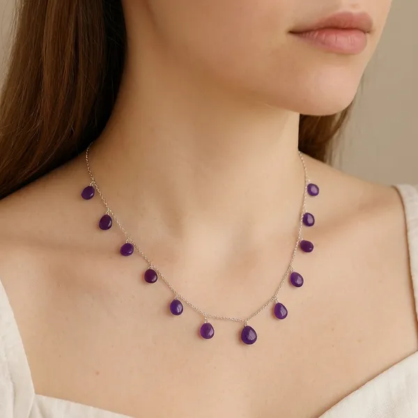 925_Silver_Jewellery_Purple_Amethyst_Stone_Drop_Necklace_For_Women