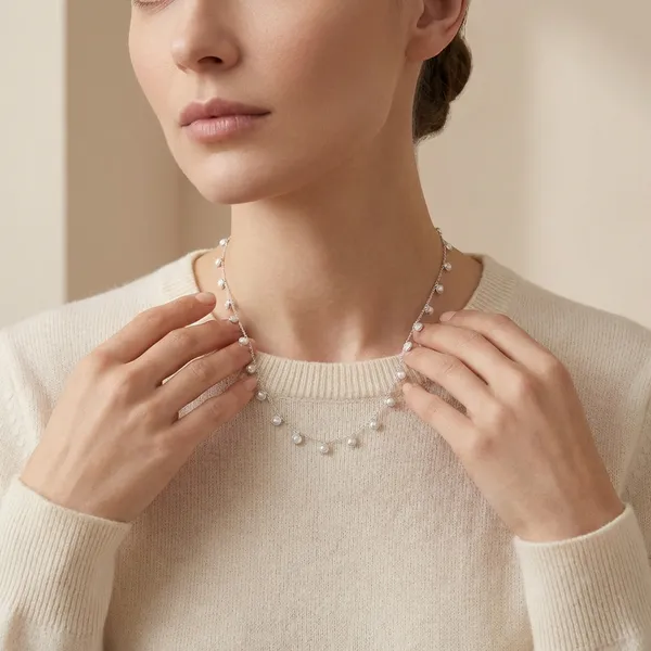 925_Silver_Jewellery_White_Pearl_Silver_Drop_Necklace_For_Women