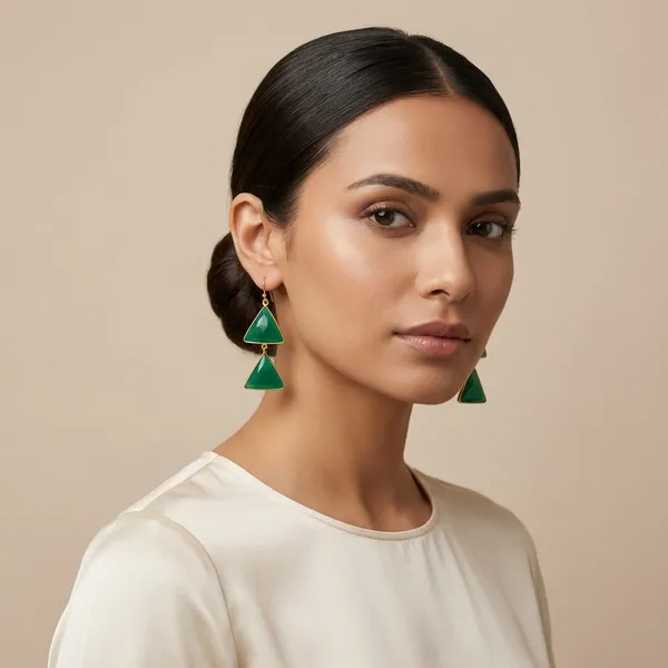 925_Silver_Jewellery_Green_Triangle_Gemstone_Gold_Tone_Drop_Earrings_For_Women