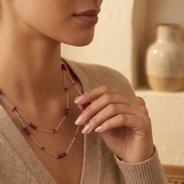 925_Silver_Jewellery_Red_Ruby_Silver_Long_Chain_Necklace_For_Women